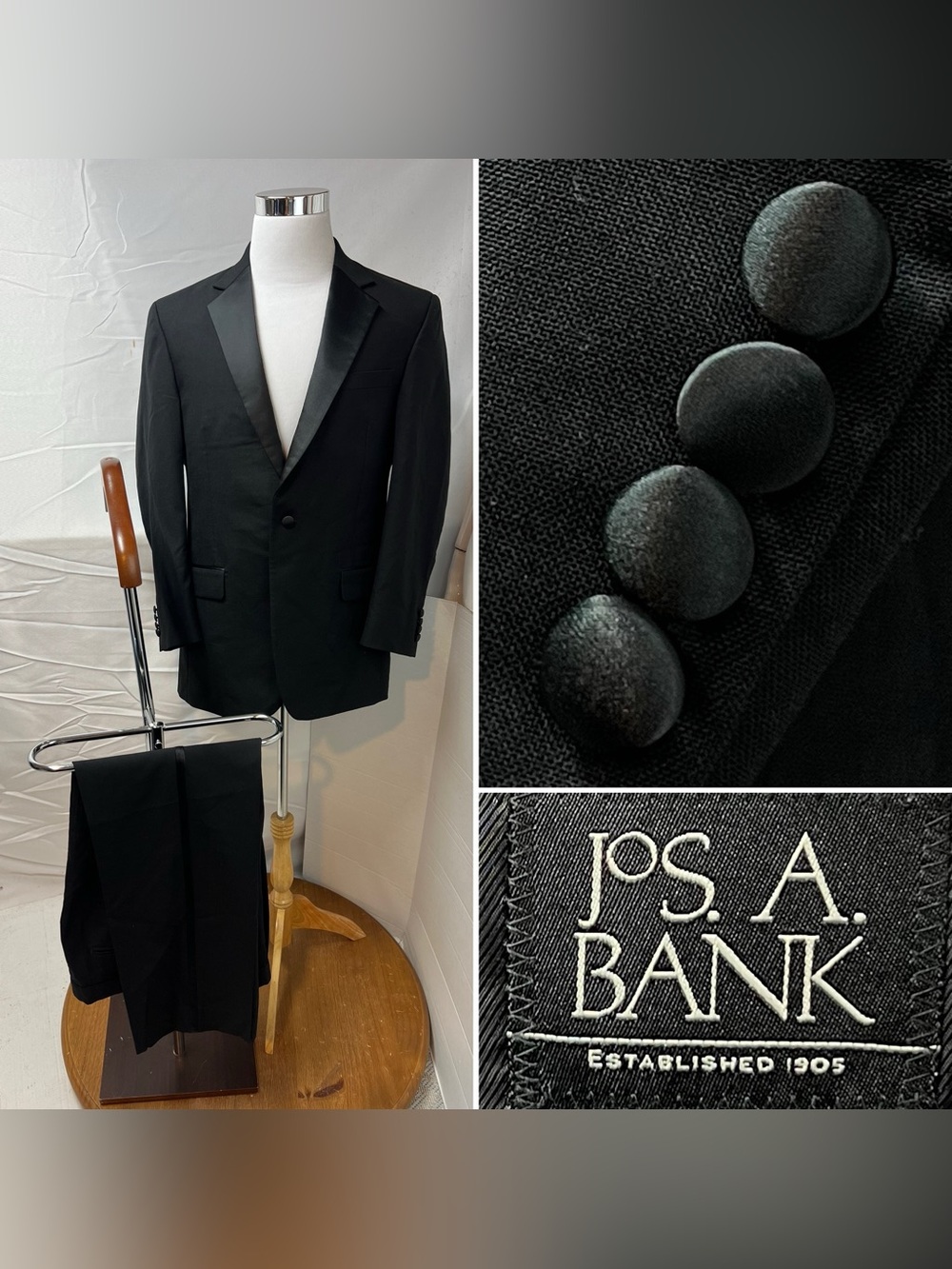 Jos. A. Bank Men's 40R Blazer 32x30 Pants Black Tuxedo Suit